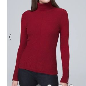 WHBM red sweater with zip sleeve detail